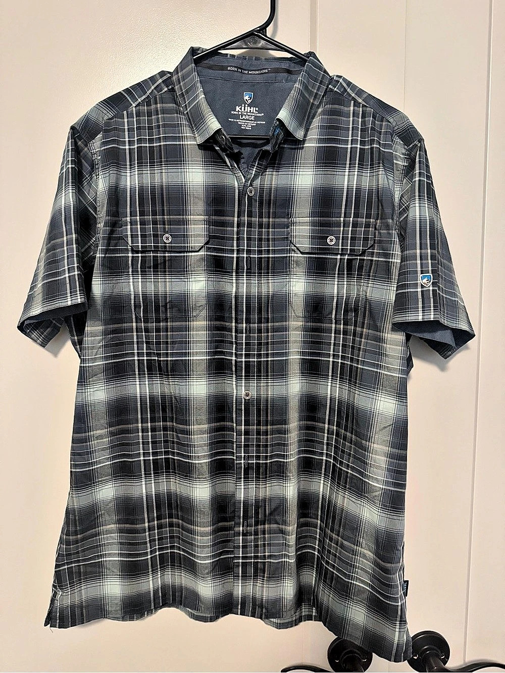 KÜHL Response Shirt Plaid Short Sleeve Shirt in Gray Size Large Like New